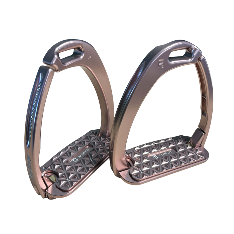 Tech Venice Sloped Evo Swarovski Safety Stirrup - Rose Gold-4