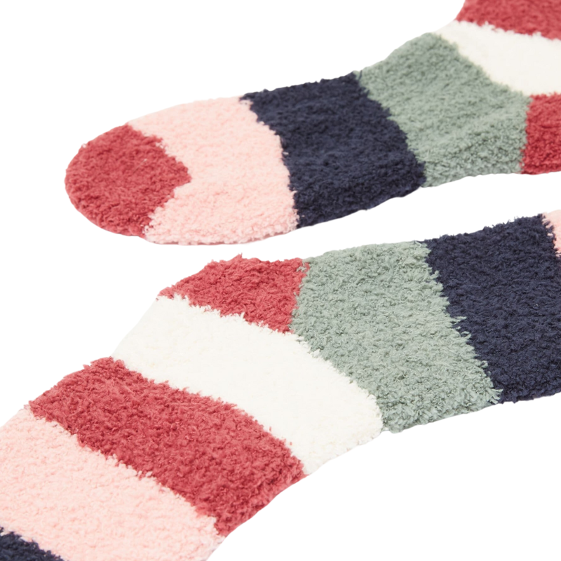 Joules Ladies Fluffy Socks - Multi Stripe-1