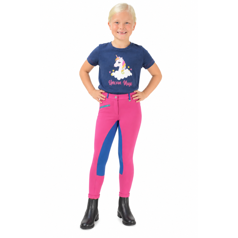 Hy Equestrian Zeddy Mizs Jodhpurs 28 - Flamingo Pink/Cobalt Blue/Turquoise