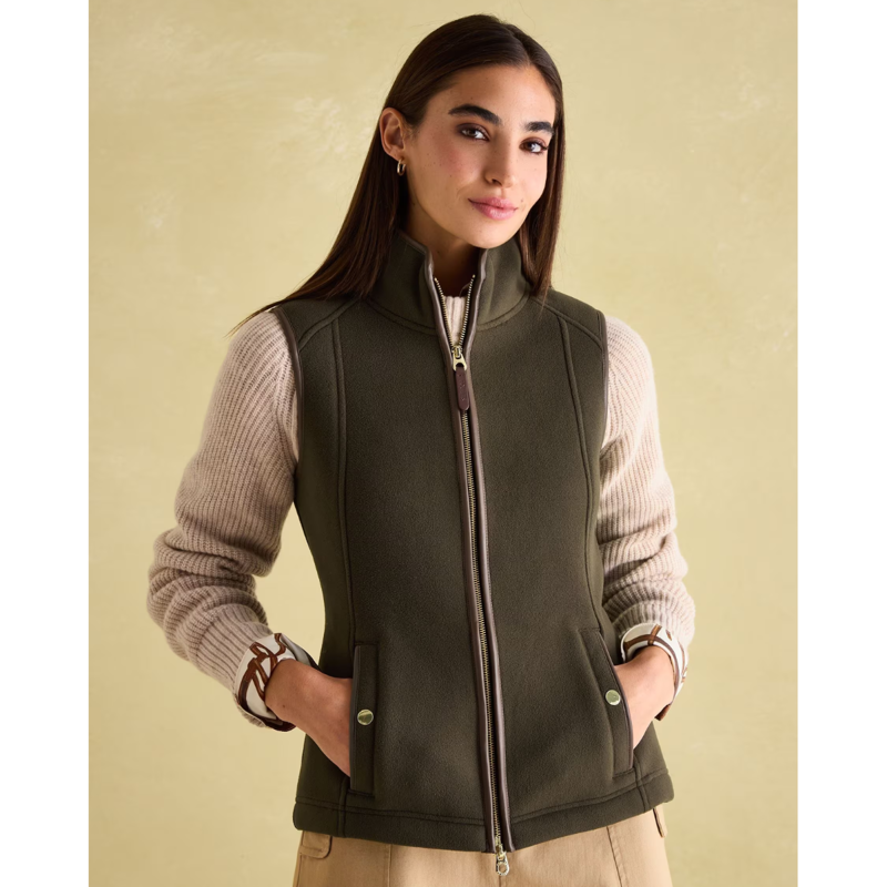 Joules Ladies Fairbourne Fleece Gilet - Khaki-1