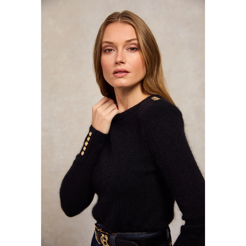 Holland Cooper Amy Crew Neck Knit - Black-1