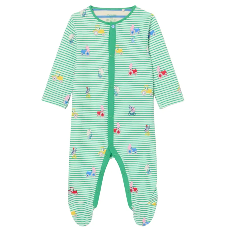 Joules Razamataz Cotton Babygrow - Green Farm Print