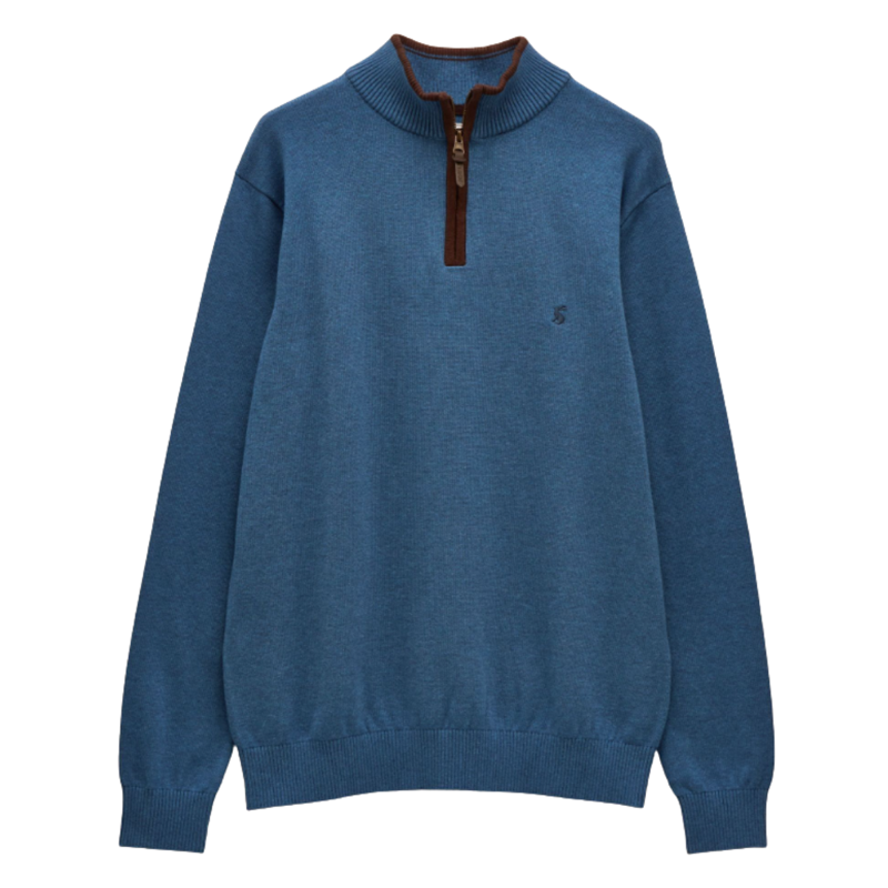 Joules Men's Hillside Quarter Zip Knitted Jumper - Blue