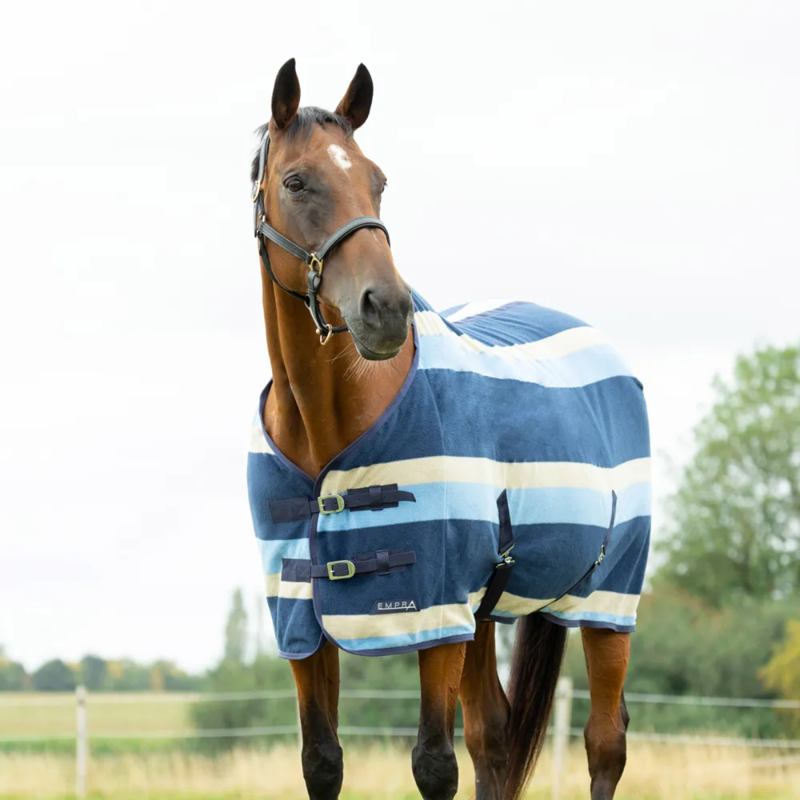 Hy StormX Empra Newmarket Fleece Rug - Navy/Blue/Beige-1
