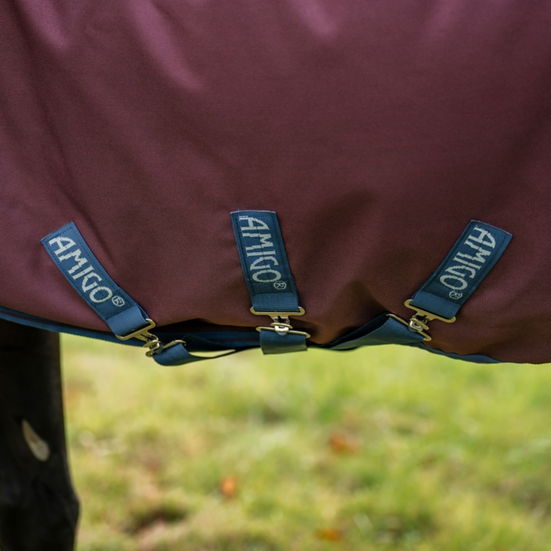 Horseware Amigo 1200D 0g Turnout Rug - Burgundy/Navy/Titanium Grey-4