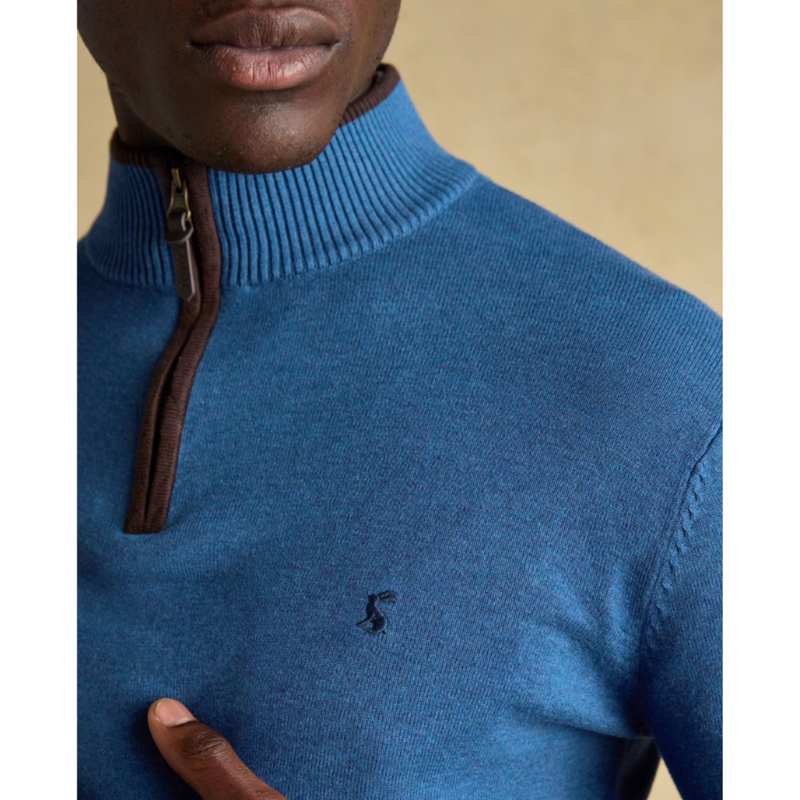 Joules Men's Hillside Quarter Zip Knitted Jumper - Blue-4