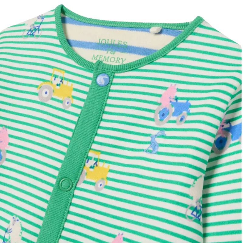 Joules Razamataz Cotton Babygrow - Green Farm Print-2