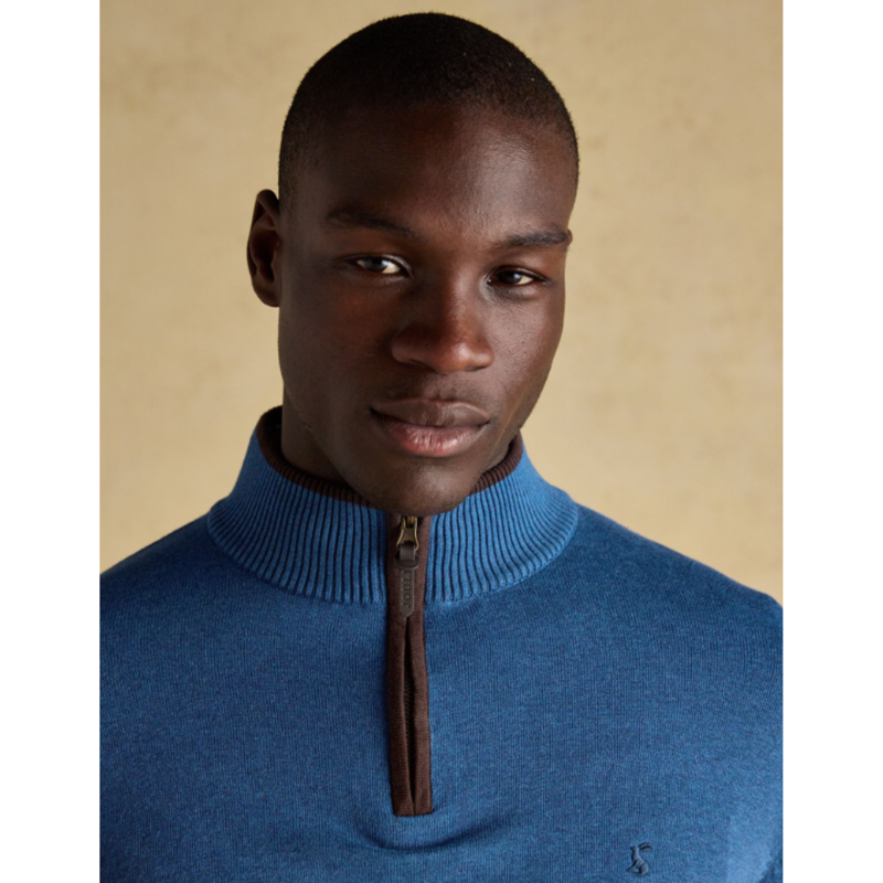 Joules Men's Hillside Quarter Zip Knitted Jumper - Blue-3