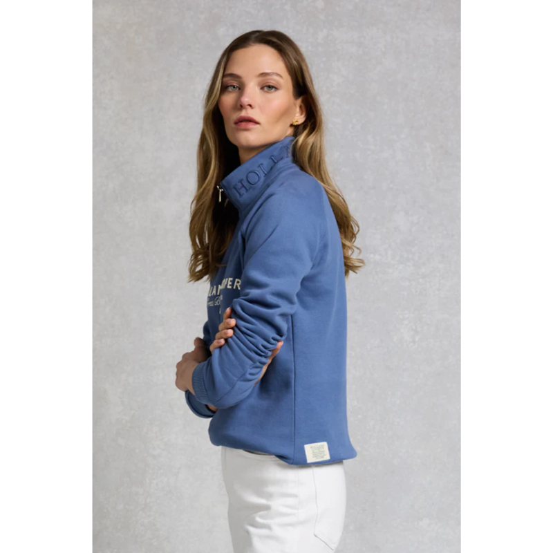 Holland Cooper Sporting Goods Zip Henley - Vintage Blue-1