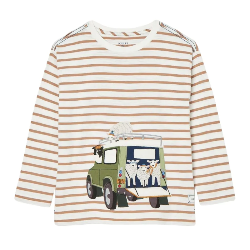 Joules Boys' Jack Stripe Artwork Top - Cream