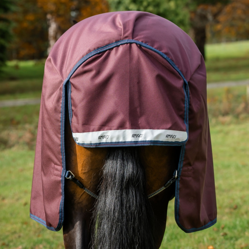 Horseware Amigo 1200D 250g Turnout Rug Plus - Burgundy/Navy/Titanium Grey-6