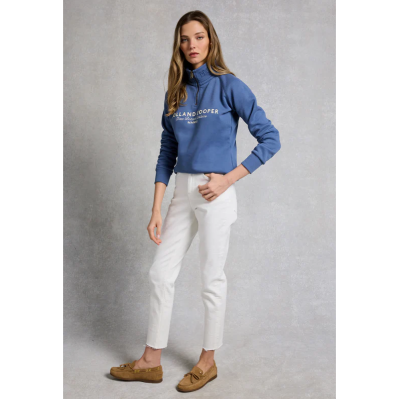 Holland Cooper Sporting Goods Zip Henley - Vintage Blue-2