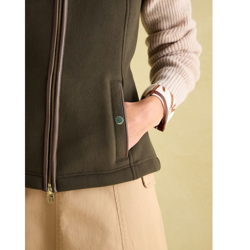 Joules Ladies Fairbourne Fleece Gilet - Khaki-4