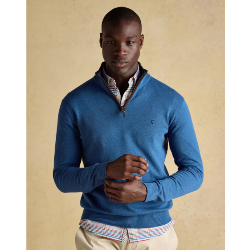 Joules Men's Hillside Quarter Zip Knitted Jumper - Blue-1