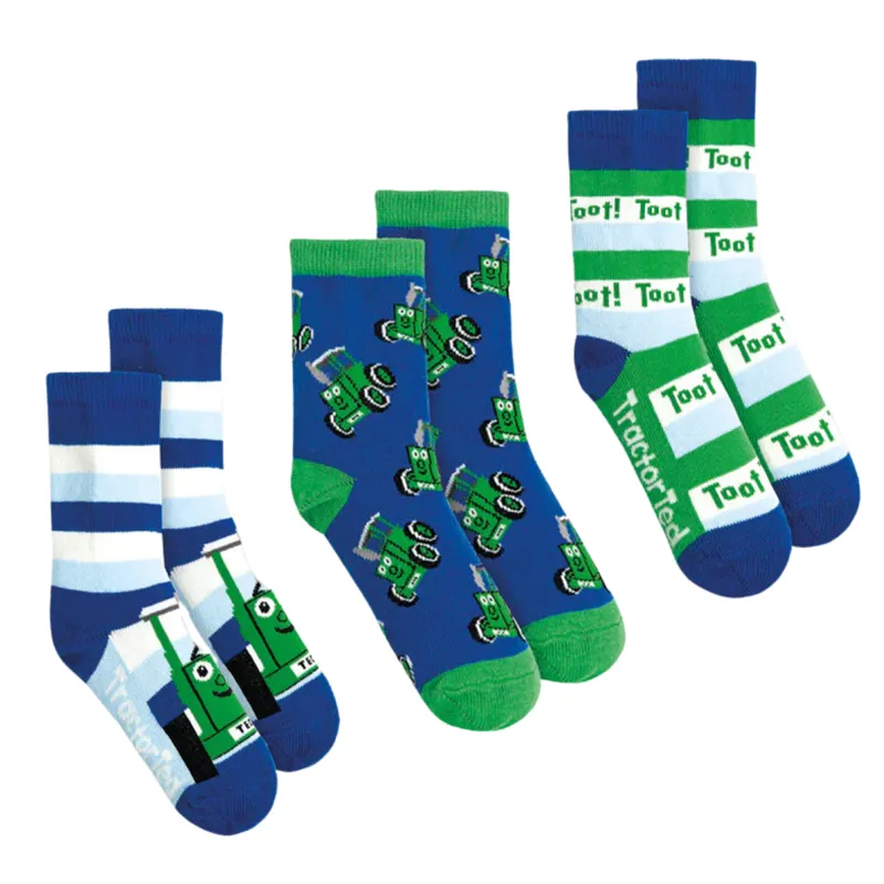Tractor Ted Children's 3 Pack Box of Socks - Blue