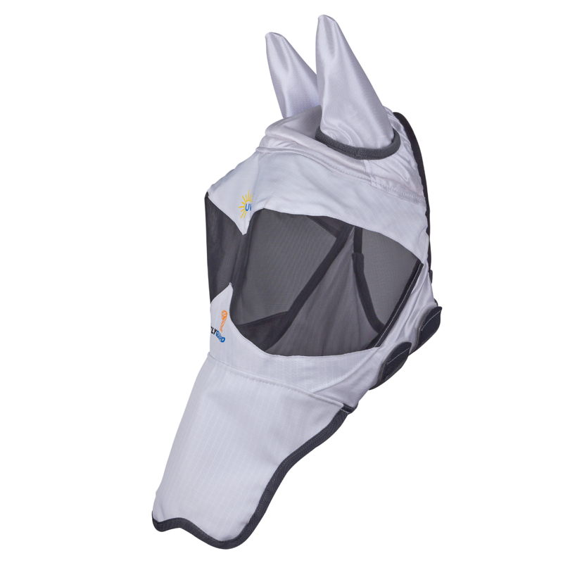 Shires FlyGuard Pro Sun Shade Fly Mask with Ears and Nose - White-1