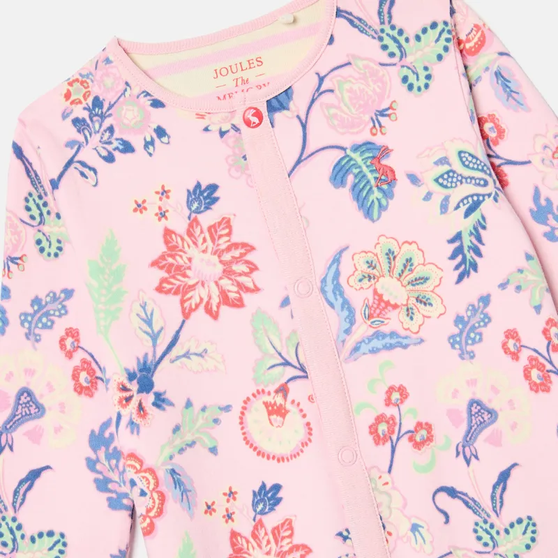 Joules Razamataz Cotton Babygrow - Pink Floral Print-2