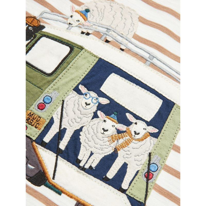 Joules Boys' Jack Stripe Artwork Top - Cream-2