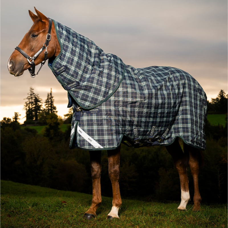 Horseware Rhino 100g Turnout Rug Plus - Hunter Check/Green/Navy-1