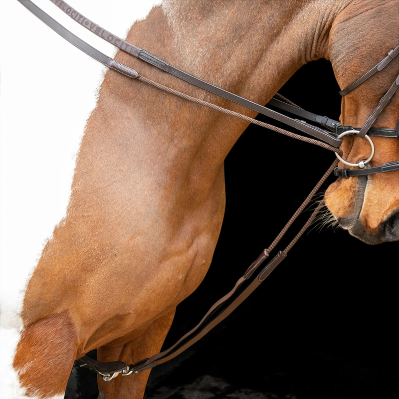 Shires Velociti GARA Elasticated Draw Reins - Havana