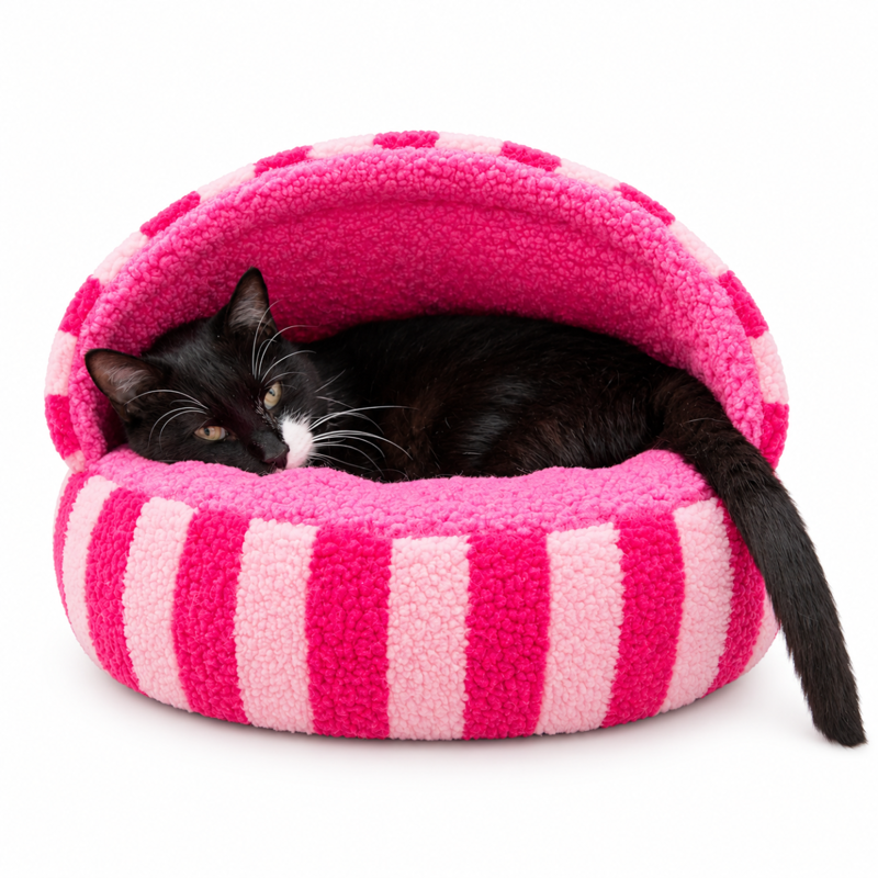 Rosewood Cosy Pink Striped Cave Bed 