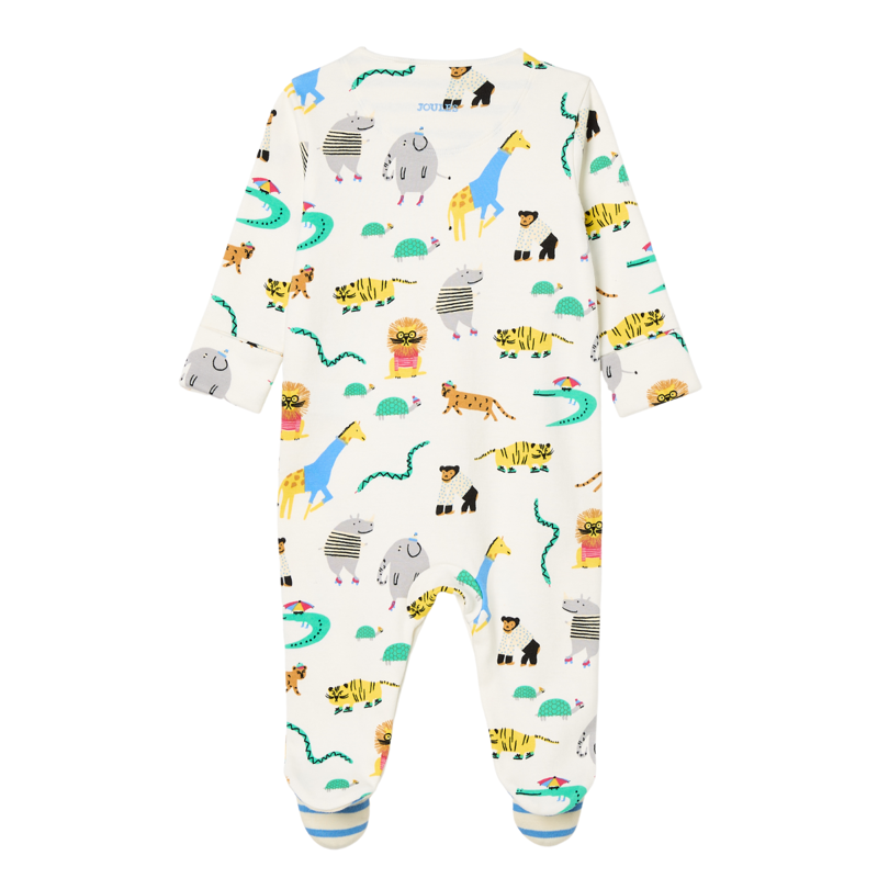 Joules Razamataz Cotton Babygrow - Cream Zoo Print-1