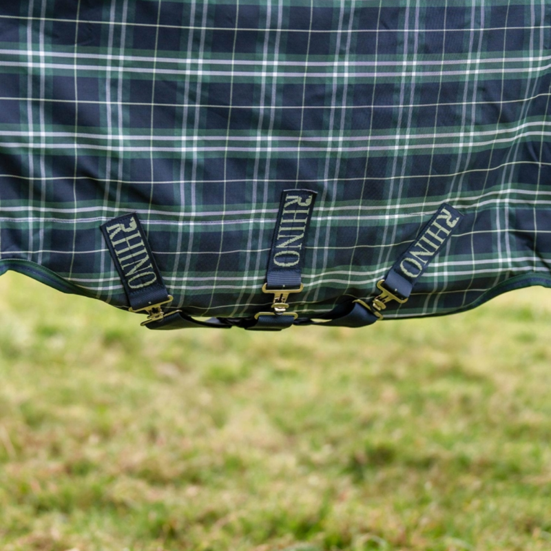 Horseware Rhino 0g Turnout Rug Plus - Hunter Check/Green/Navy-3