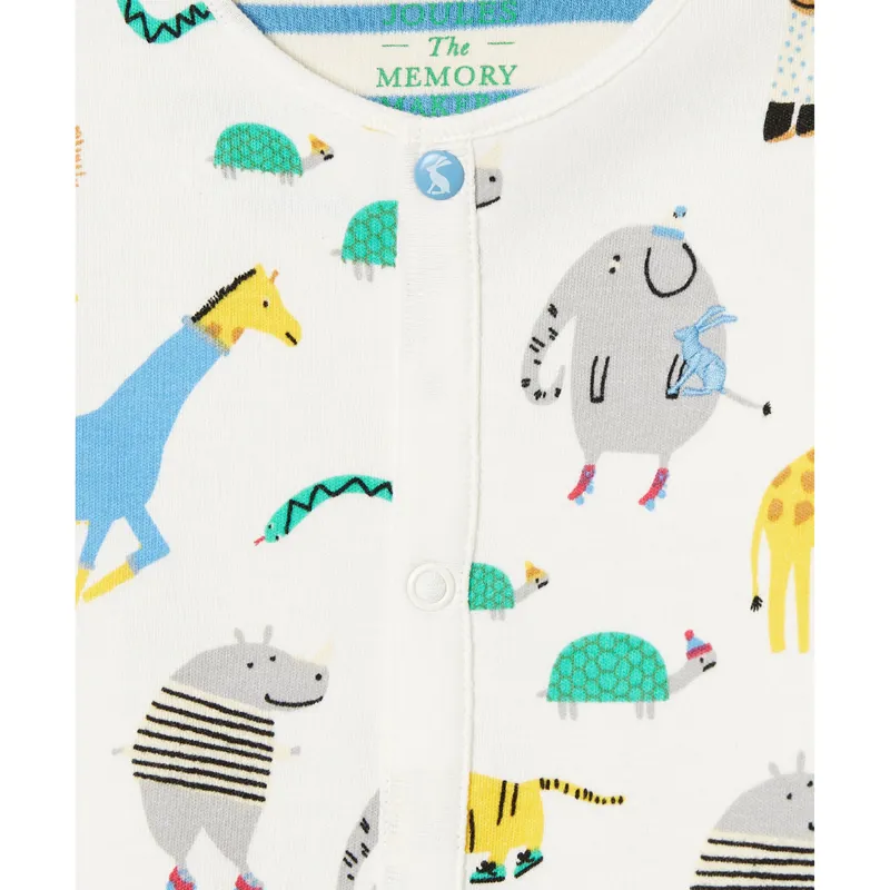 Joules Razamataz Cotton Babygrow - Cream Zoo Print-2