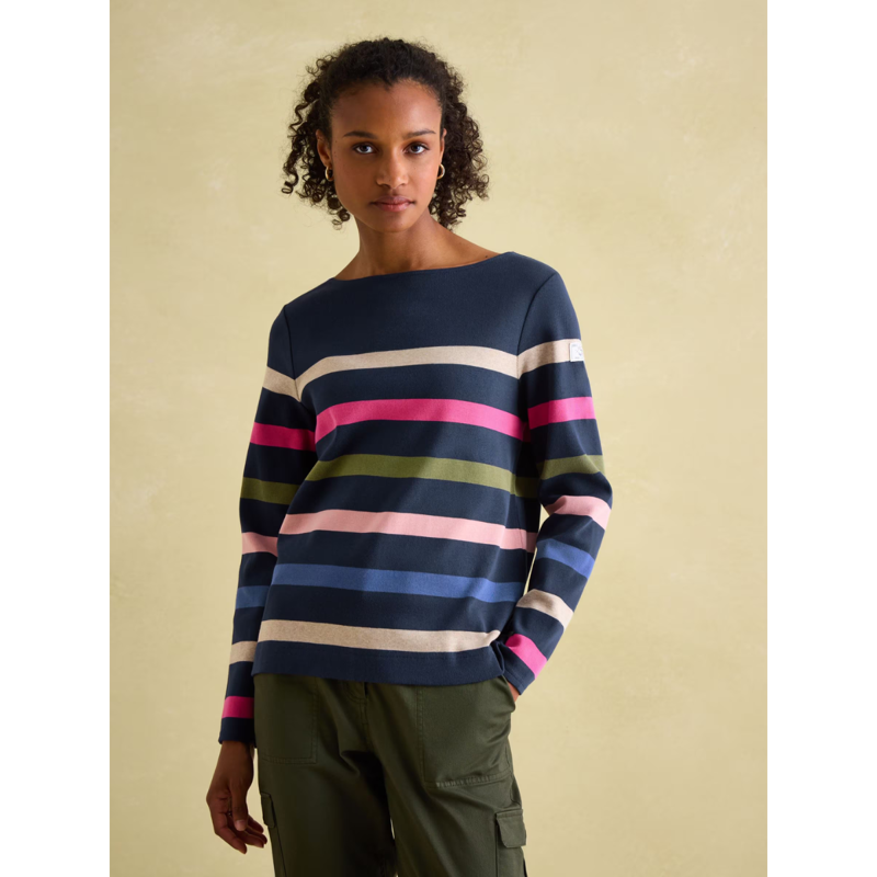 Joules Ladies New Harbour Top - Navy Multi Stripe-1