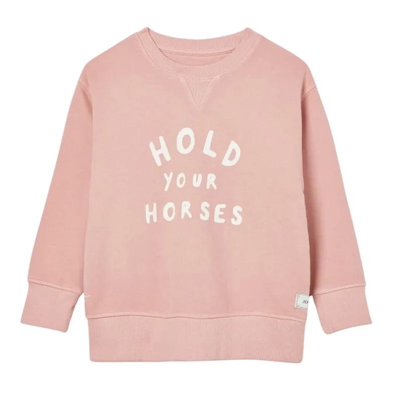 Joules Girls' Sundaze Crew Neck Slogan Sweatshirt - Pink