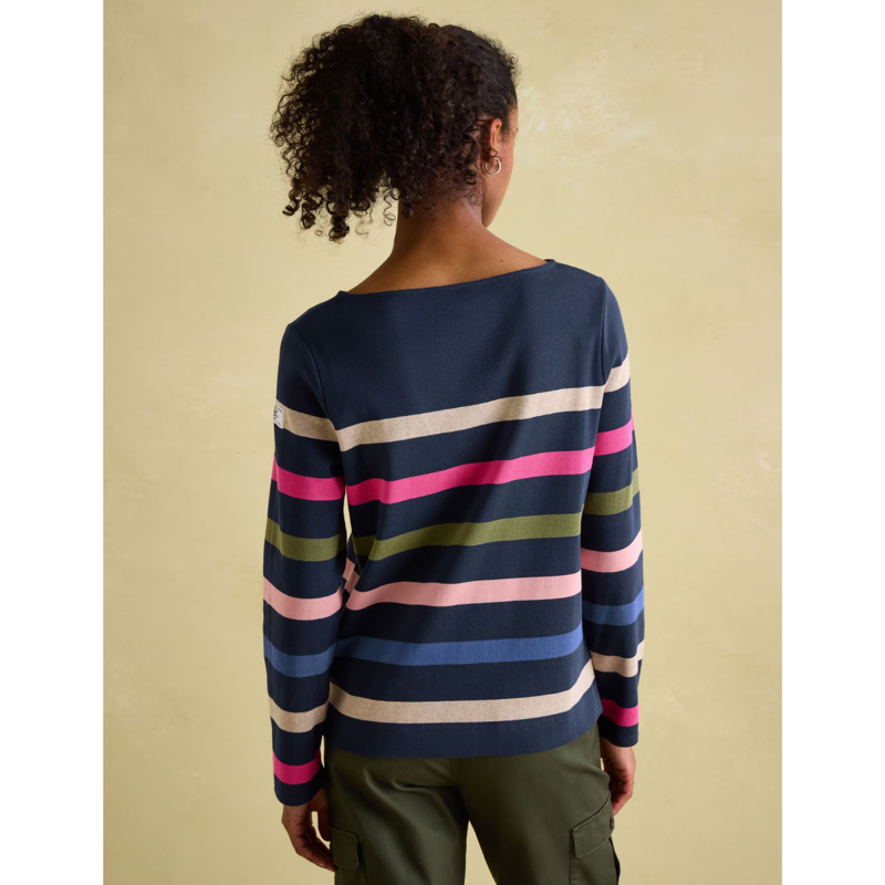 Joules Ladies New Harbour Top - Navy Multi Stripe-2