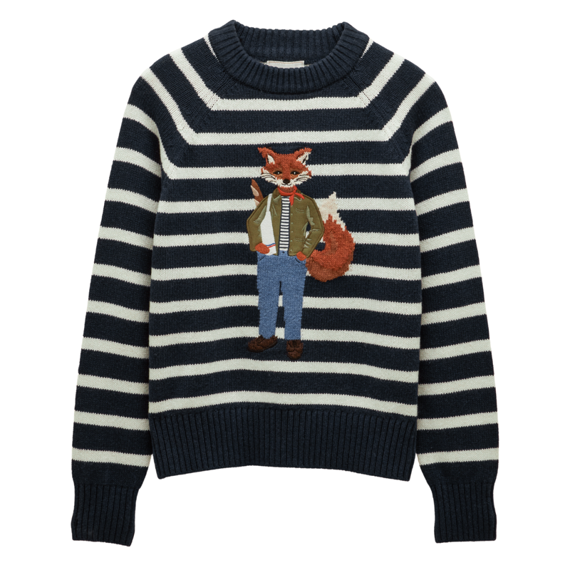 Joules Ladies Jonty Crew Neck Intarsia Jumper - Navy