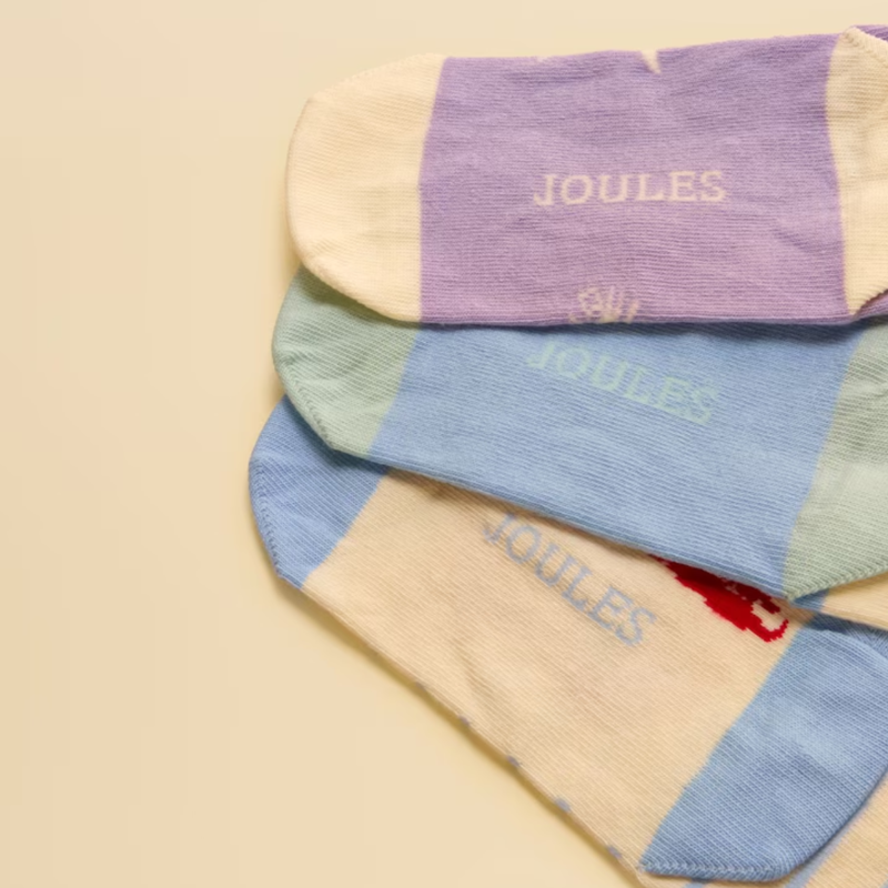 Joules Girls' Neat Feet Socks 3 Pack - Blue Mermaid-2