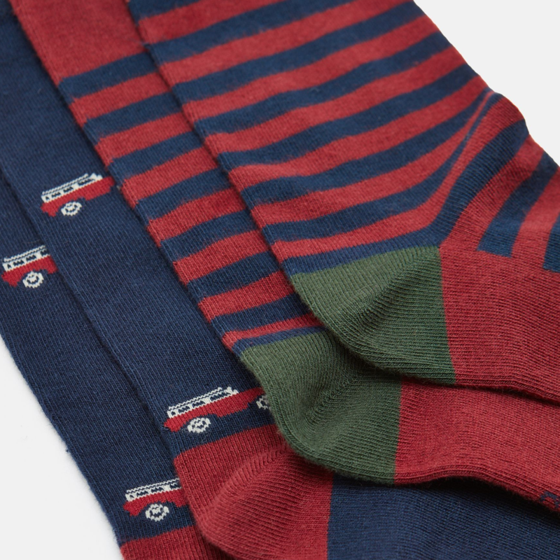 Joules Men's Kingsbury 2 Pack Socks - Red 4x4-1