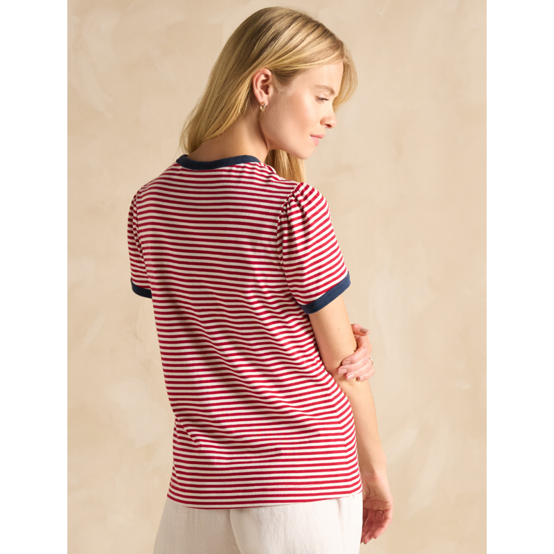 Joules Ladies Erin T-Shirt - Red Stripe-2