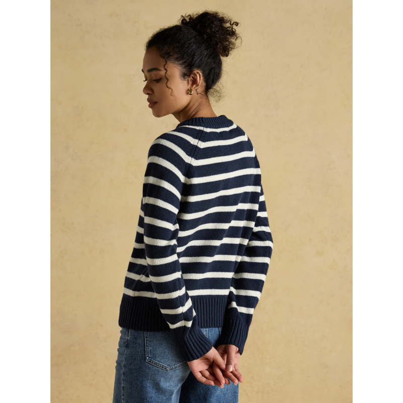 Joules Ladies Jonty Crew Neck Intarsia Jumper - Navy-2