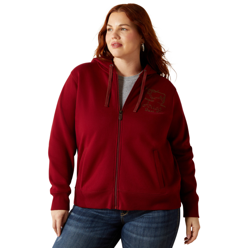Ariat Women's Stitched Full Zip Hoodie - Biking Red