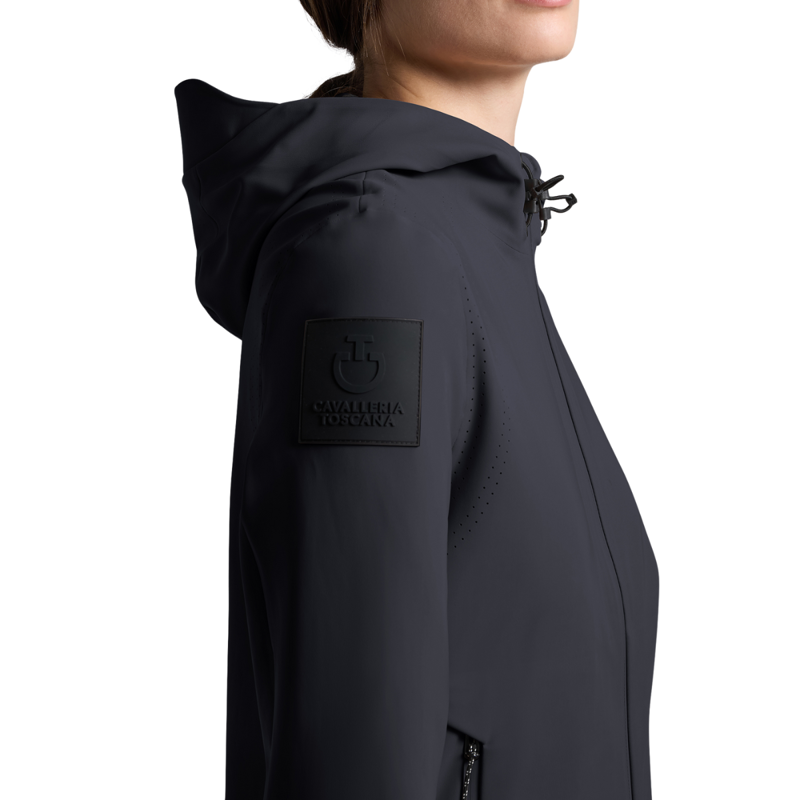 Cavalleria Toscana Women's Perforated Jersey Softshell Jacket - Charcoal-2
