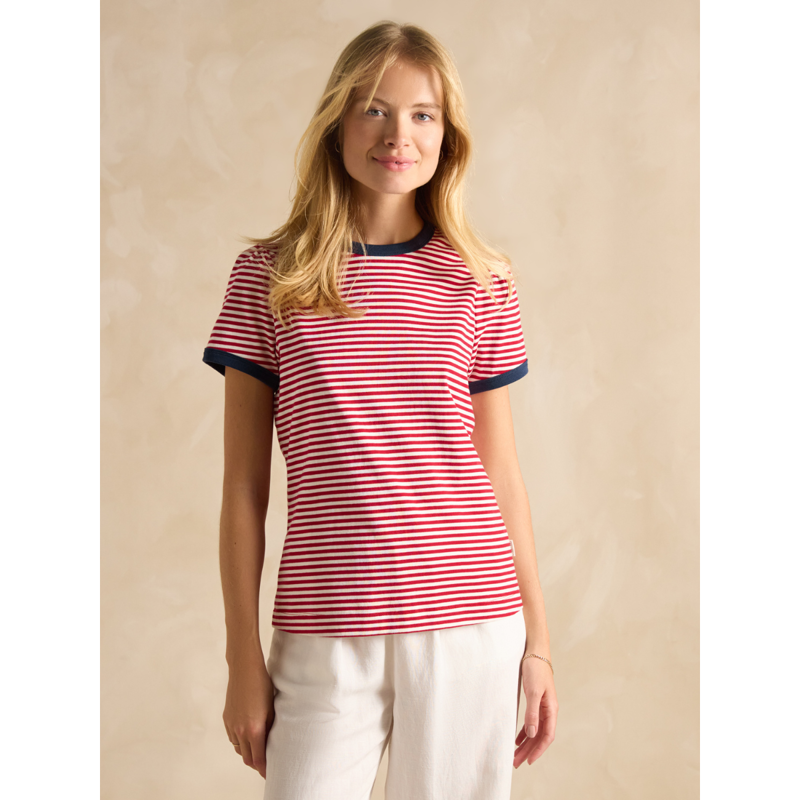 Joules Ladies Erin T-Shirt - Red Stripe-1