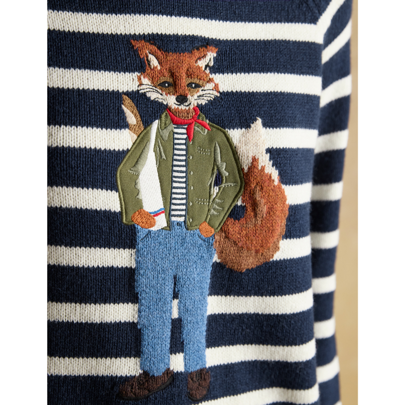 Joules Ladies Jonty Crew Neck Intarsia Jumper - Navy-6