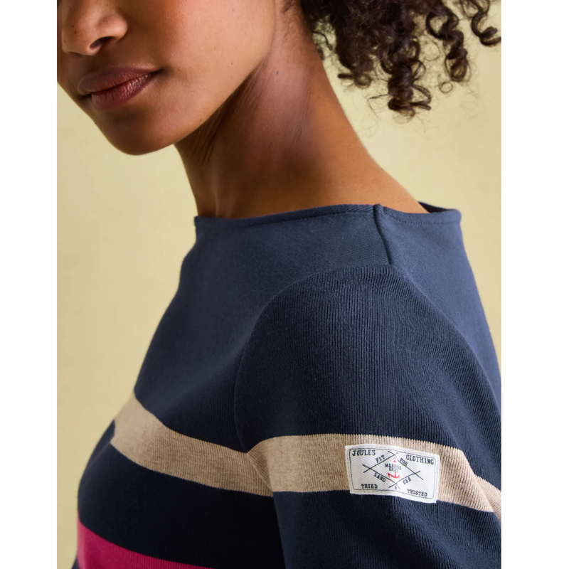 Joules Ladies New Harbour Top - Navy Multi Stripe-4