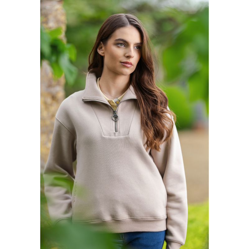 LeMieux Ladies Keira Quarter Neck Sweat - Almond-4