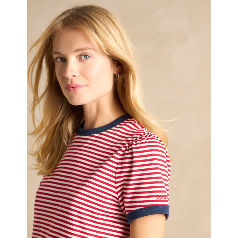 Joules Ladies Erin T-Shirt - Red Stripe-3