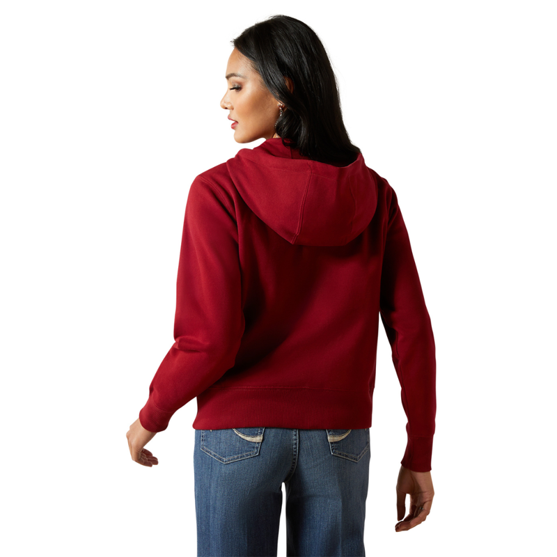 Ariat Women's Stitched Full Zip Hoodie - Biking Red-3