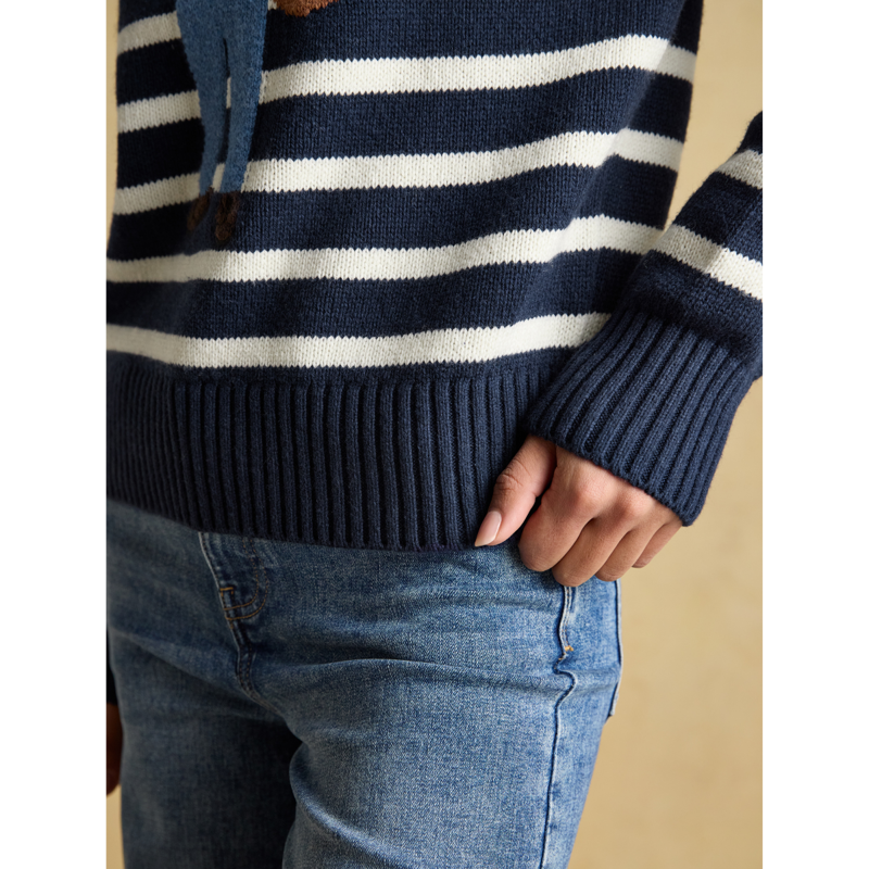 Joules Ladies Jonty Crew Neck Intarsia Jumper - Navy-4