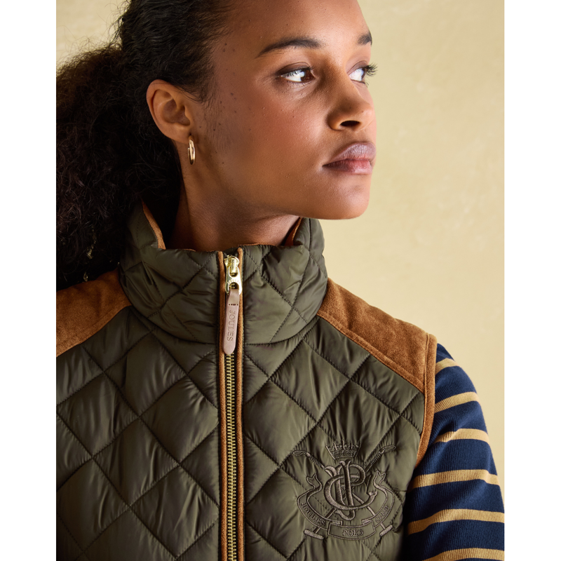 Joules Ladies Braemar Luxe Showerproof Diamond Quilted Gilet - Green-3