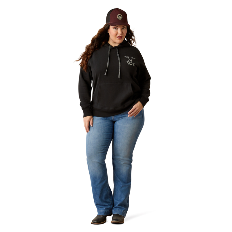 Ariat Women's Steer Stitch Hoodie - Black-6