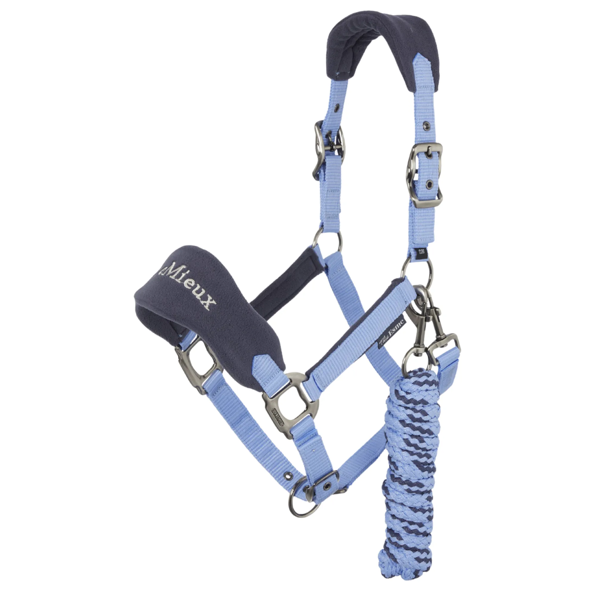 Cuerda De Manejo LeMieux Lasso Leadrope, Azul Marino, Tejida Resistente, Con Lazo De Cuero Y Clip De Latón
