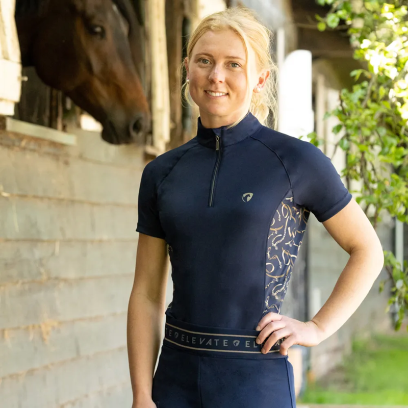 Hy Equestrian Elevate Heritage Short Sleeve Base Layer - Navy-2