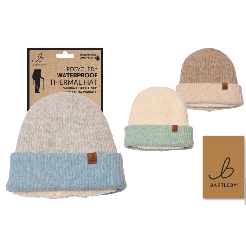 Bartleby Ladies Recycled Sherpa Lined Waterproof Hat With Contrast Brim - Assorted Colours